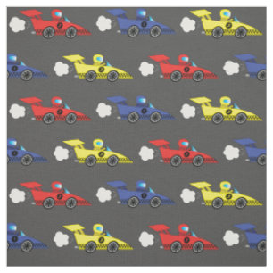 Cute Race Cars Vehicles Kids Boys Room Decor Fabric