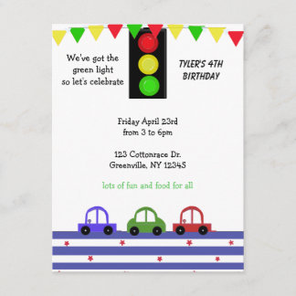 Cute Racing Car Birthday Invitation