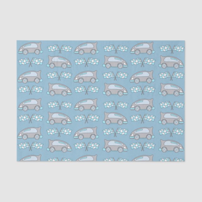 Cute Racing Cars and Flags Kids Pattern Tissue Paper (Front)