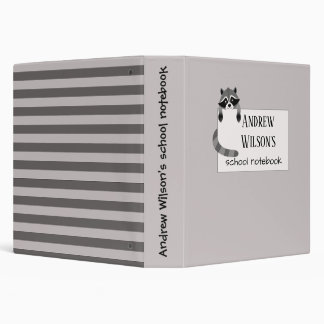 Cute Racoon Back to School Spiral Notebook Binder