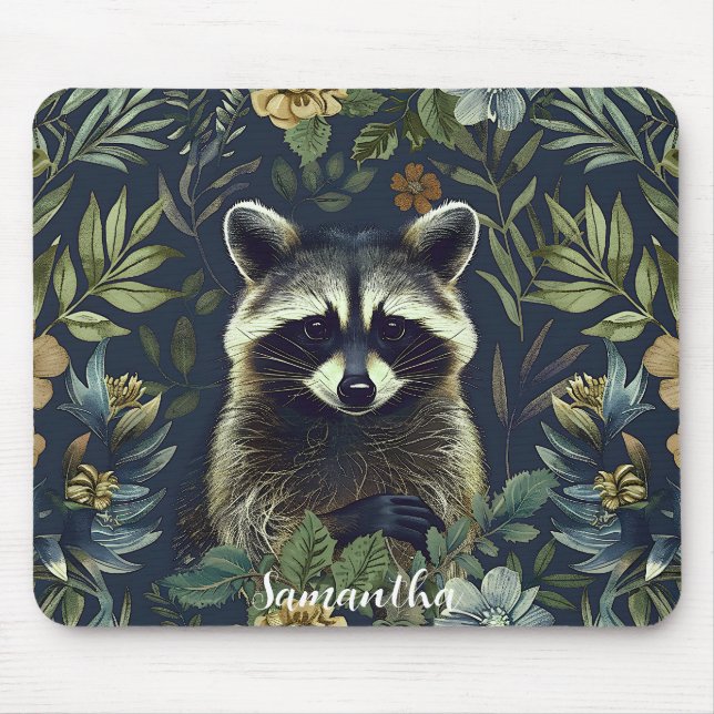 Cute Racoon Bandit in Undergrowth Mouse Pad (Front)