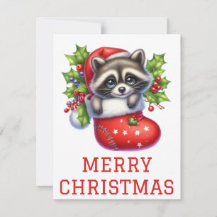 Cute Racoon Christmas Card