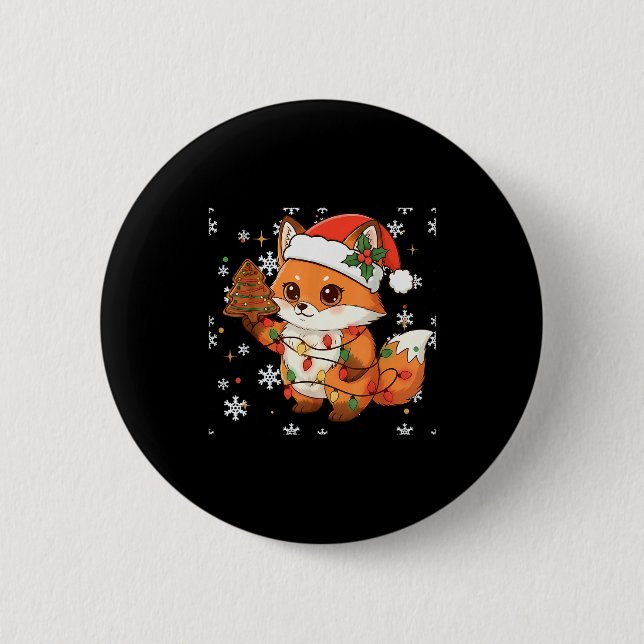 Cute Racoon Lights Tree Cake Funny Xmas Merry Chri 2 Inch Round Button (Front)