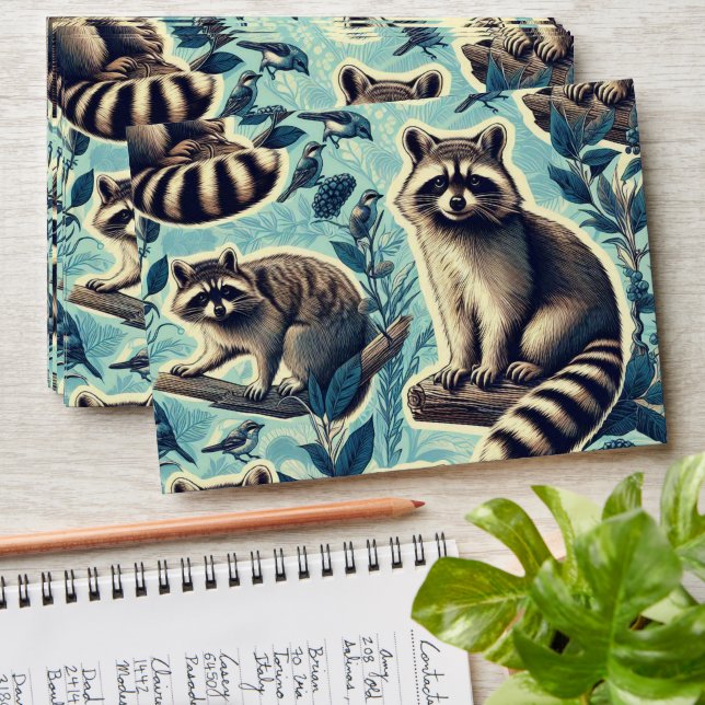 Cute Racoon Pattern Envelope (Stacked)