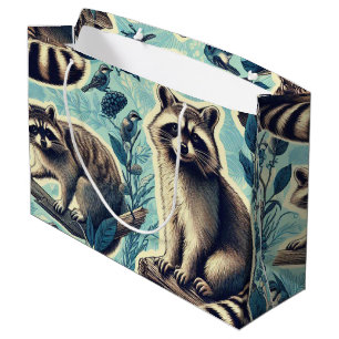 Cute Racoon Pattern Large Gift Bag