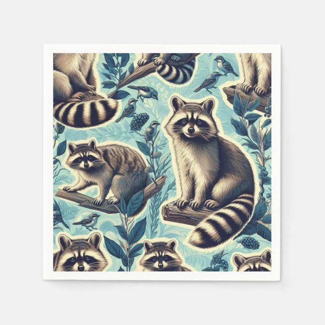 Cute Racoon Pattern Napkin (Front)