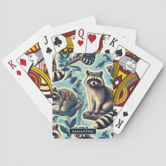 Cute Racoon Pattern Playing Cards (Back)