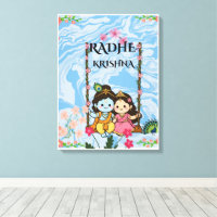 Cute Radha Krishna on Swing Wall Art | Shri Radhe