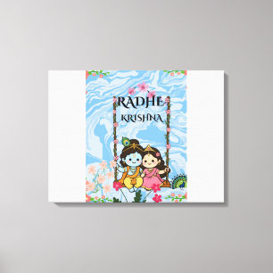 Cute Radha Krishna on Swing Wall Art Shri Radhe