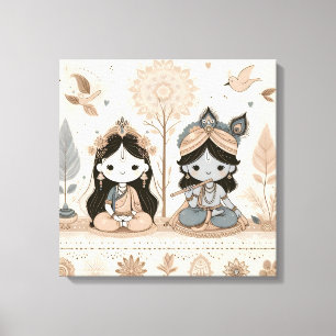 Cute Radhe Krishna Mandala Wall Art   Spiritual