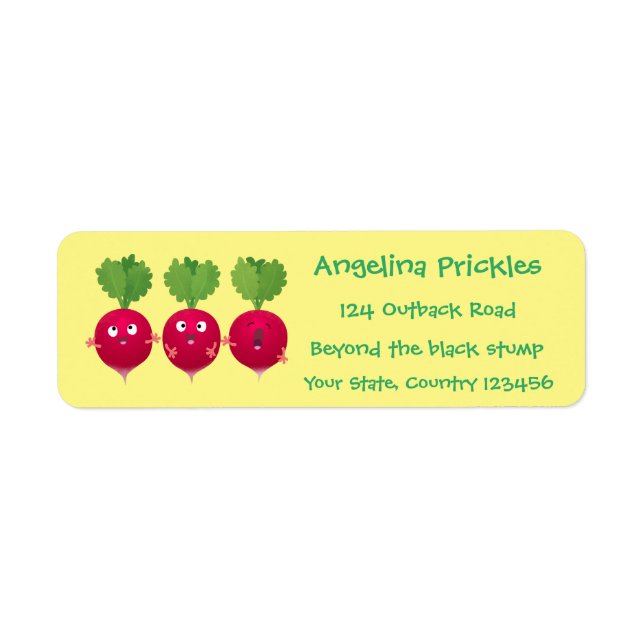 Cute radishes singing trio cartoon vegetables (Front)
