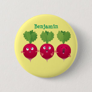 Cute radishes singing trio cartoon vegetables 2 inch round button