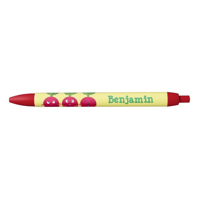 Cute radishes singing trio cartoon vegetables black ink pen (Front)
