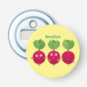 Cute radishes singing trio cartoon vegetables bottle opener