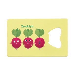 Cute radishes singing trio cartoon vegetables credit card bottle opener