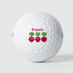 Cute radishes singing trio cartoon vegetables golf balls