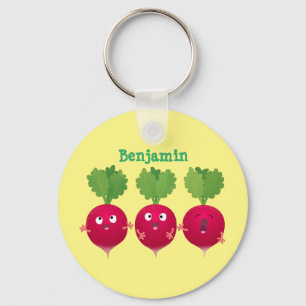 Cute radishes singing trio cartoon vegetables keychain