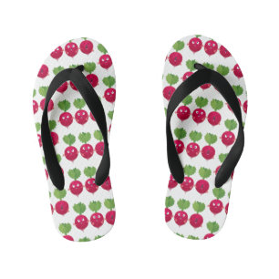 Cute radishes singing trio cartoon vegetables kid's flip flops