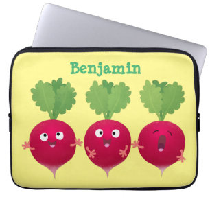 Cute radishes singing trio cartoon vegetables laptop sleeve