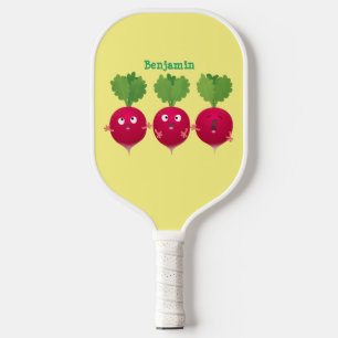 Cute radishes singing trio cartoon vegetables pickleball paddle