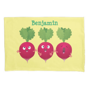 Cute radishes singing trio cartoon vegetables pillowcase