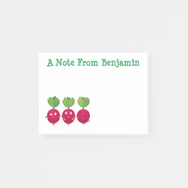 Cute radishes singing trio cartoon vegetables post-it notes (Front)