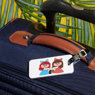 Cute Rag Doll Friends Girls with Bows and Dresses Luggage Tag