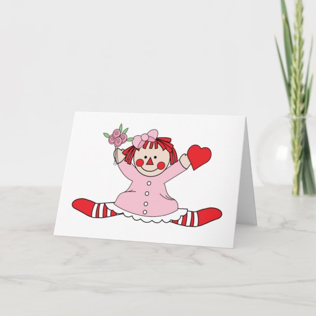 Cute Rag Doll holding a Heart Card (Front)
