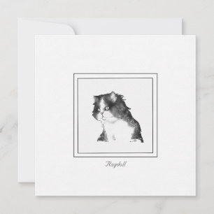 Cute Ragdoll Cat Black and White Sketch Card