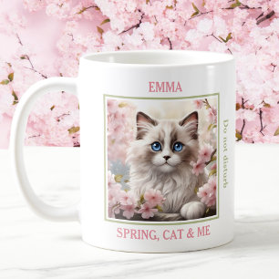 Cute Ragdoll Cat Pink Sakura Cat Lover Name Mug