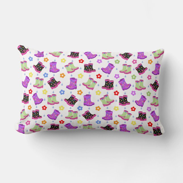 Cute Rain Boots Throw Pillow (Front)