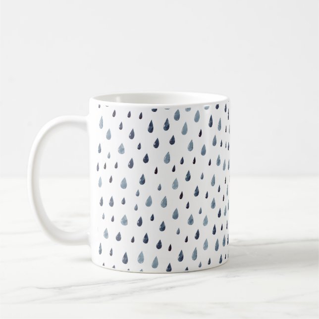 Cute rain. Watercolor seamless pattern. Indigo rai Coffee Mug (Left)