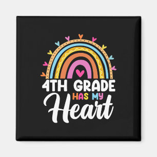 Cute Rainbow 4th Grade Has My Heart Teacher Valent Magnet