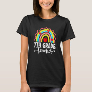 Cute Rainbow 7th Grade Teacher Back To School Boys T-Shirt