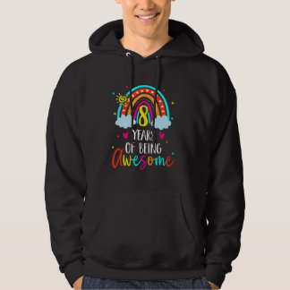 Cute Rainbow 8th Birthday 8 Years Old Girls Boys K Hoodie