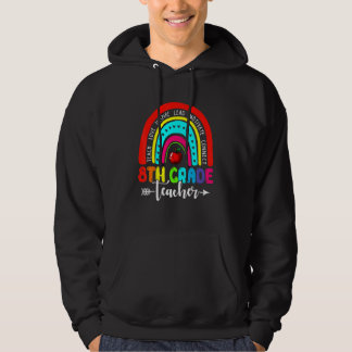 Cute Rainbow 8th Grade Teacher Back To School Hoodie