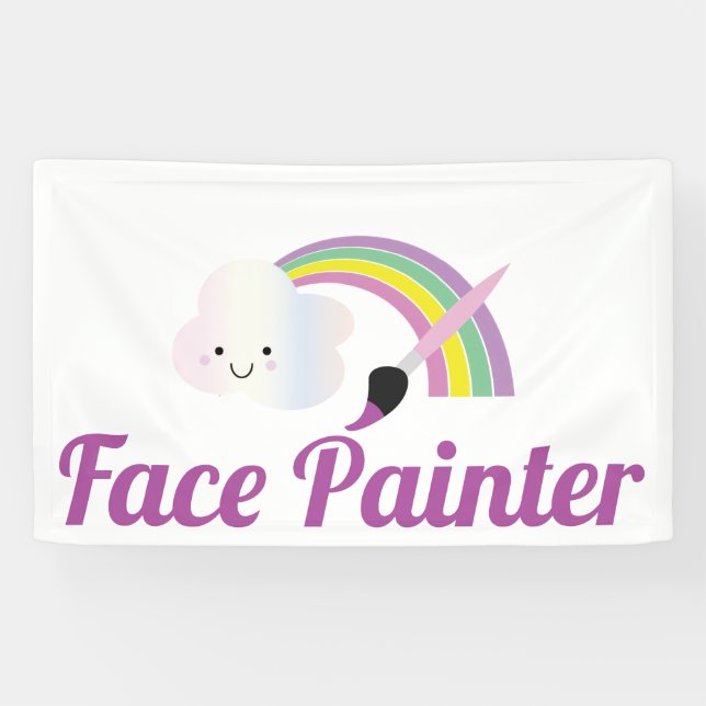 Cute Rainbow and Brush Facepainter Artist Banner (Horizontal)