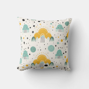 Cute Rainbow and Cloud Throw Pillow