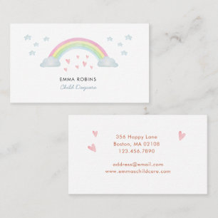 Cute Rainbow and stars Childcare Business Card