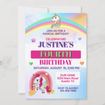 Cute Rainbow and Unicorn Any Age Birthday Party