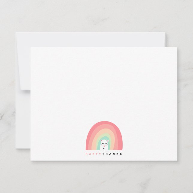 Cute Rainbow Animal Critter Happy Thanks Thank You Card (Front)