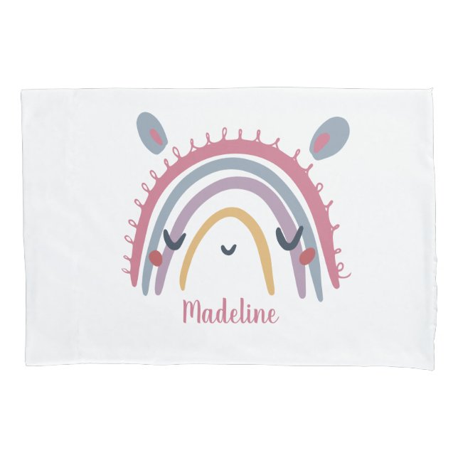 Cute Rainbow Animal Name Pillowcase (Front)