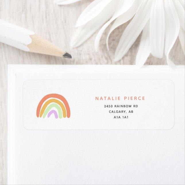 Cute Rainbow Baby Shower Elegant Simple Peach (Insitu)