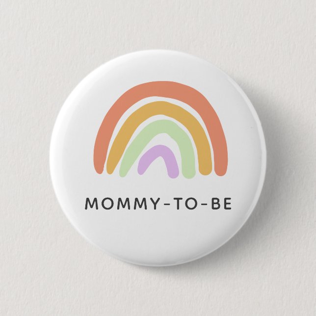 Cute Rainbow Baby Shower Mommy-to-be 2 Inch Round Button (Front)