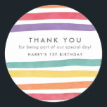 Cute Rainbow Birthday Party Thank You Stickers<br><div class="desc">Rainbow birthday party thank you stickers with cute stripes in colourful watercolor. Designed to match our Colourful Rainbow 1st Birthday Invitations.</div>
