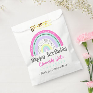 Cute Rainbow Birthday Party With Child's Name Favour Bag