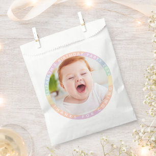 Cute Rainbow Birthday Thanks For Coming Photo Favour Bag