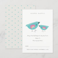 Cute Rainbow Blue Birdy Diaper Raffle Baby Shower