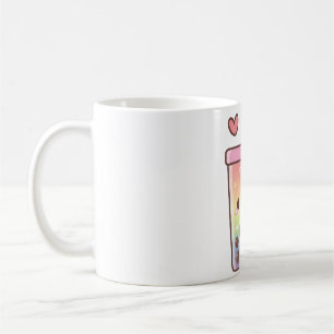 Cute Rainbow Boba Tea Love Doodle Coffee Mug