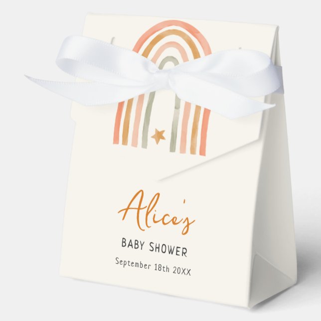 Cute Rainbow Boho Baby Shower Favor Box (Front)